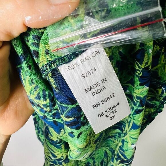 Ellos Blue Green Leaf Tropical Tank Dress Plus - Picture 3 of 9